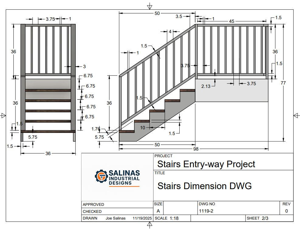 Stairway Dimensioned DWG Stairway Dimensioned DWG