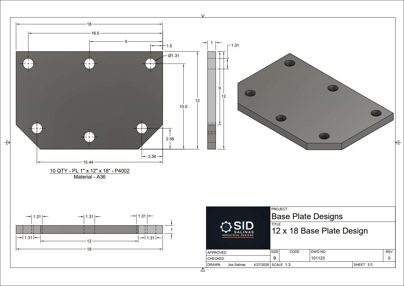 Base Plates 2D/3D Drafting Parts for Industrial Manufacturing Base Plates 2D/3D Drafting Parts for Industrial Manufacturing